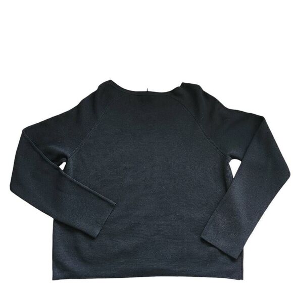 Eileen Fisher Jacket Sweater Cardigan Womens Large Silk Cotton Full Zip Black Ca - Picture 3 of 5